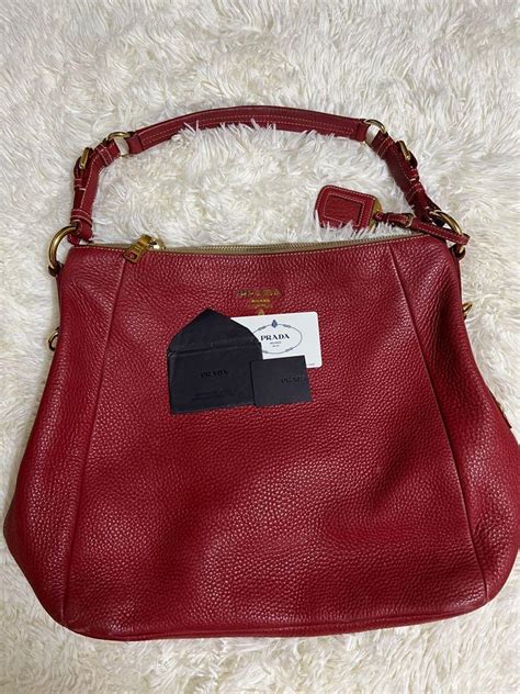 prada shoulder bag vitello daino rosso